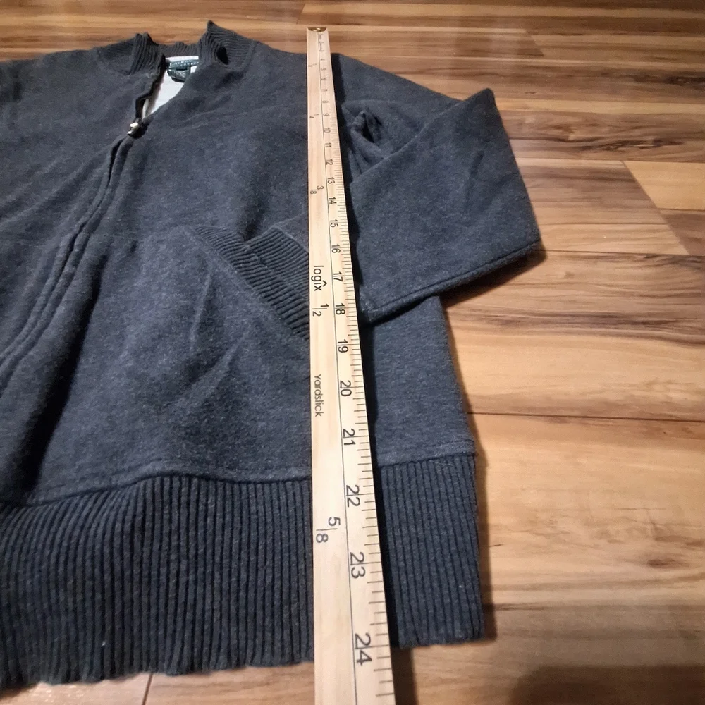 Lauren Ralph Lauren womens Medium gray full zip sweat jacket Heritage Old Money - Picture 7 of 8